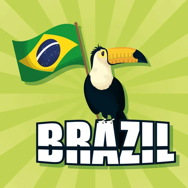 Affiche carnaval brésilien avec oiseau exotique tucan — Image vectorielle