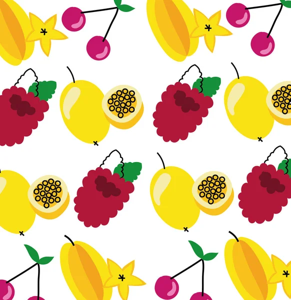 Fresh healthy fruits pattern background — Stock Vector