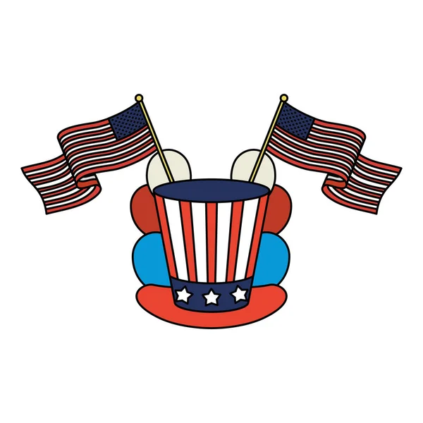 Elnöki kalap USA zászlók és léggömbök hélium — Stock Vector