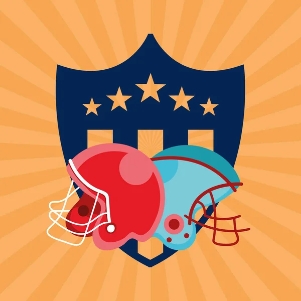 American Football Sport Poster mit Helmen — Stockvektor