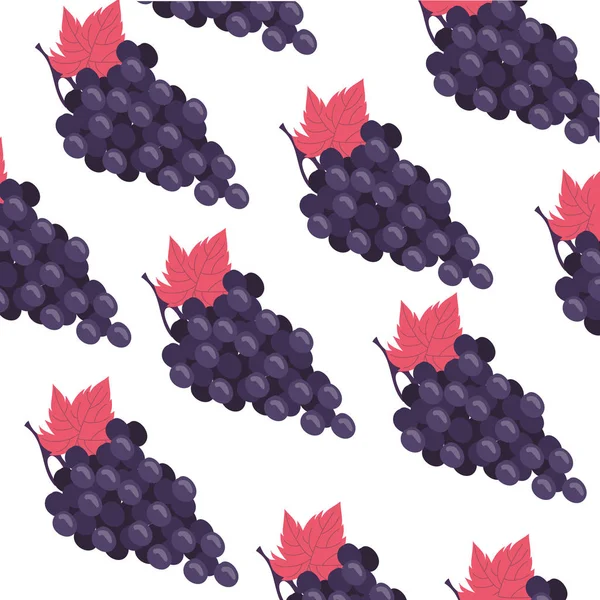 Uvas fruta fresca patrón fondo — Vector de stock