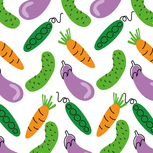 野菜健康食品のパターン背景 — ストックベクタ