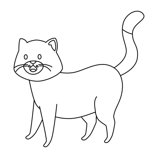 Sevimli küçük kedi hayvan çizgisi simgesi — Stok Vektör