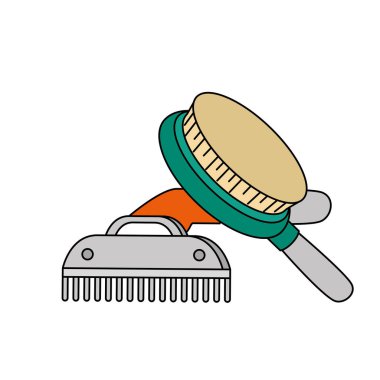 fırça ve tarak izole edilmiş evcil hayvan simgesi