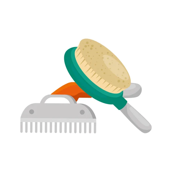 Cepillo y peine mascota aislado icono — Vector de stock