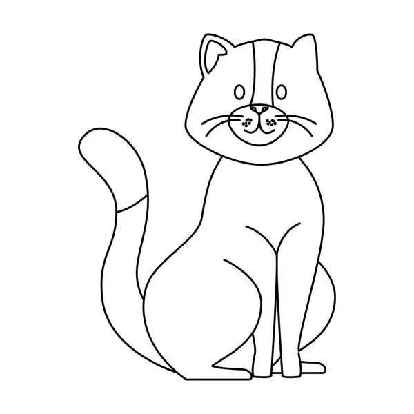 かわいい猫の動物のラインスタイルのアイコン — ストックベクタ
