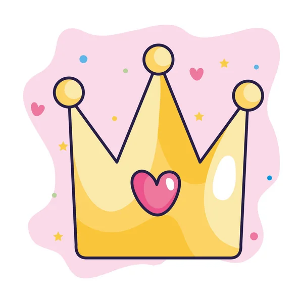 Kroon met hart en leuke decoratie — Stockvector