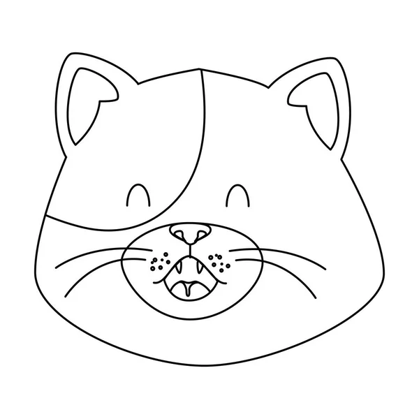 Küçük şirin kedi çizgisi simgesinin yüzü — Stok Vektör
