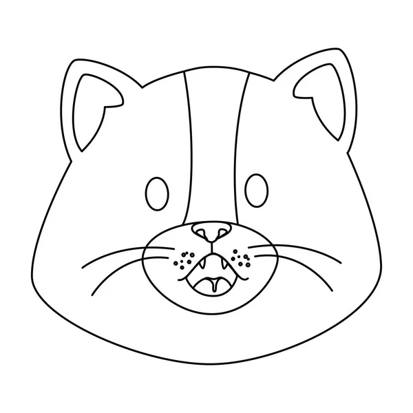 Visage de mignon petit chat ligne style icône — Image vectorielle