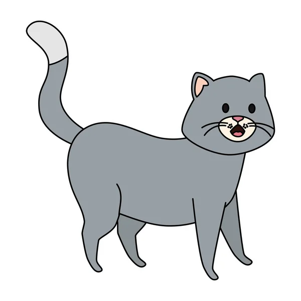 Lindo pequeño gato animal icono — Vector de stock