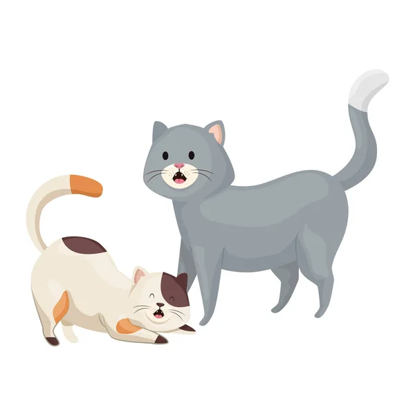 Słodkie małe koty zwierzęta ikona — Wektor stockowy