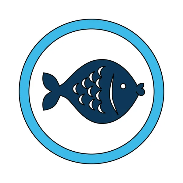 Niedliche Fische im Rahmen kreisförmig — Stockvektor