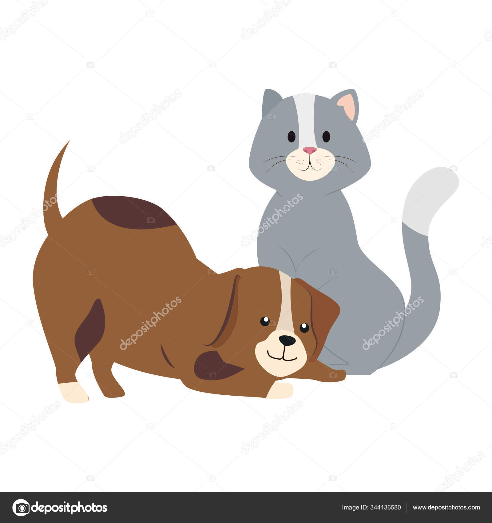 Vettoriale stockCarino gatto e cane animali isolato icona di ©yupiramos  #344136580, image size:1600x1700