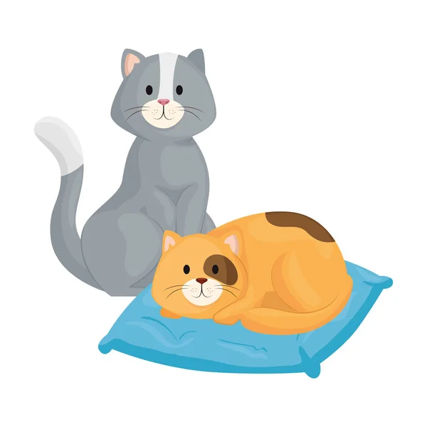 Милий маленький кіт з ізольованою іконою подушки — стоковий вектор