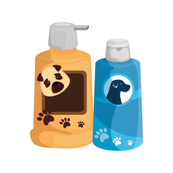 Cuidado del perro botellas icono aislado — Vector de stock