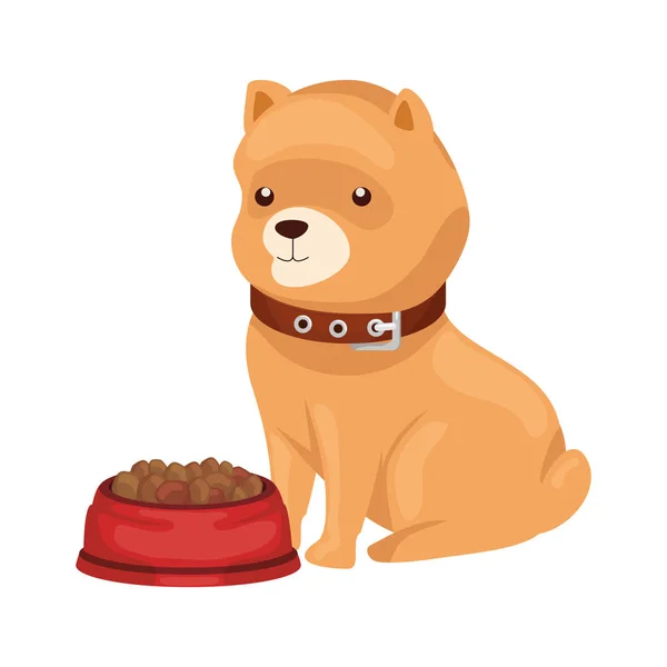 可爱的小狗与菜食品孤立图标 — 图库矢量图片#