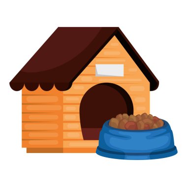 wooden dog house with food animal
