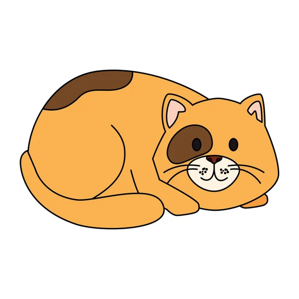 Sevimli küçük kedi hayvan ikonu — Stok Vektör