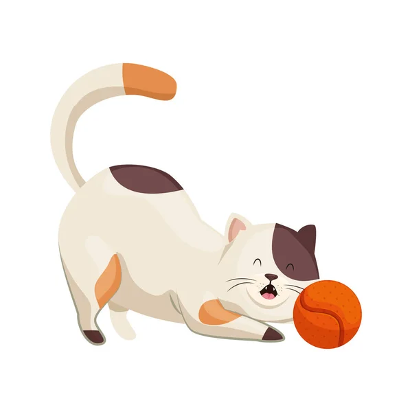 Lindo pequeño gato con bola juguete — Archivo Imágenes Vectoriales
