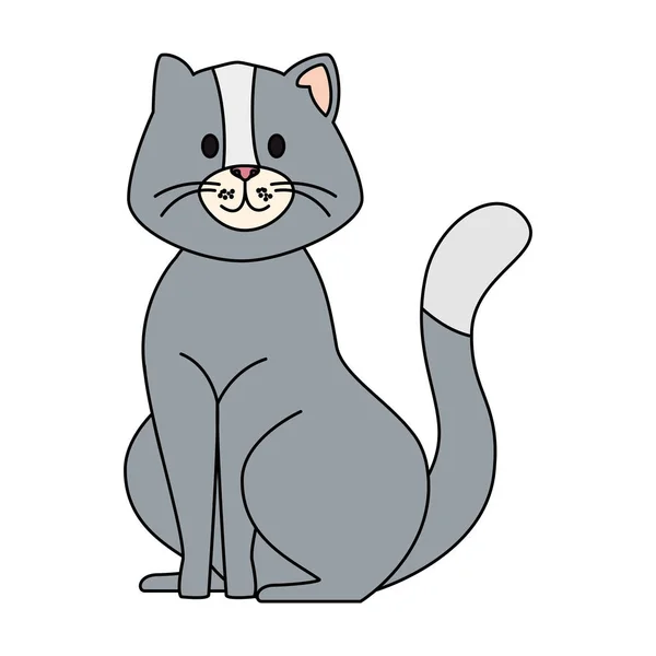 Lindo pequeño gato animal icono — Archivo Imágenes Vectoriales