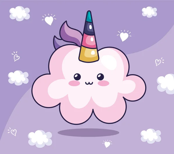Χαριτωμένο εικονίδιο στυλ cloud unicorn kawaii — Διανυσματικό Αρχείο