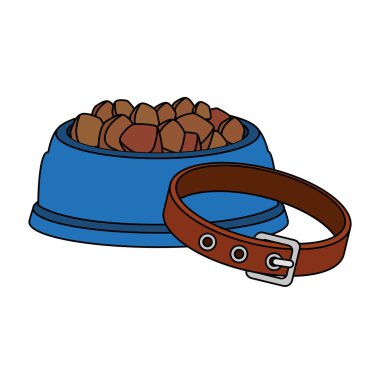 dish food dog with necklace isolated icon