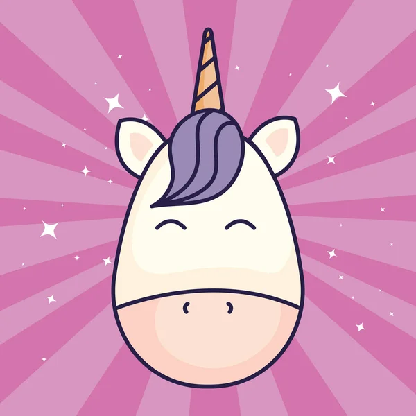 Cabeza de fantasía unicornio lindo — Vector de stock