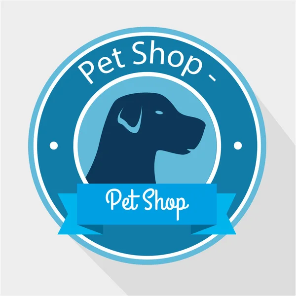 Pet shop with silhouette of cute dog — Stok Vektör