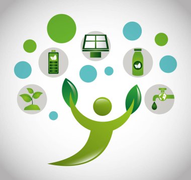 İnsan figürlü çevre dostu poster ve simgeler