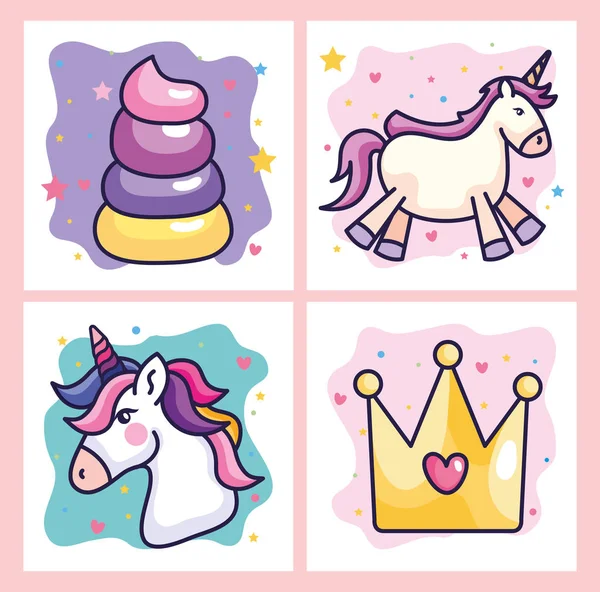 Collection of cute and fantasy icons — Stock vektor