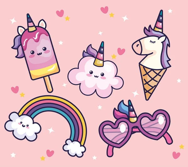 Collection of sweet and fantasy icons — 스톡 벡터