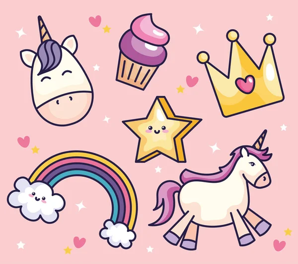 Collection of cute and fantasy icons — Stock vektor