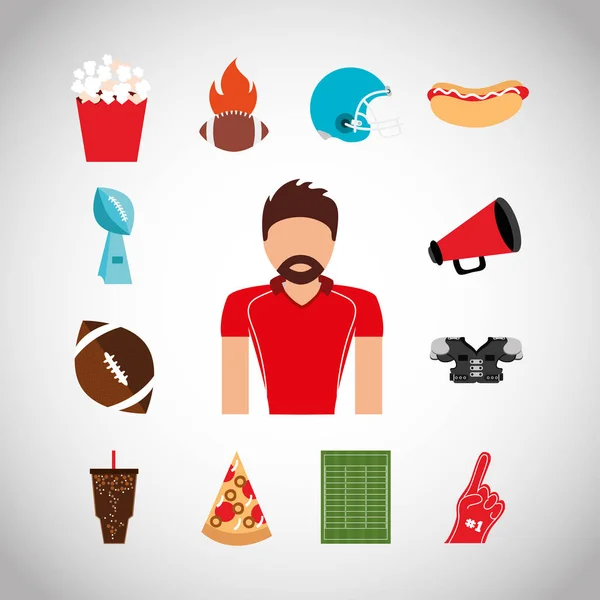 Paquete de iconos de fútbol americano deporte — Vector de stock