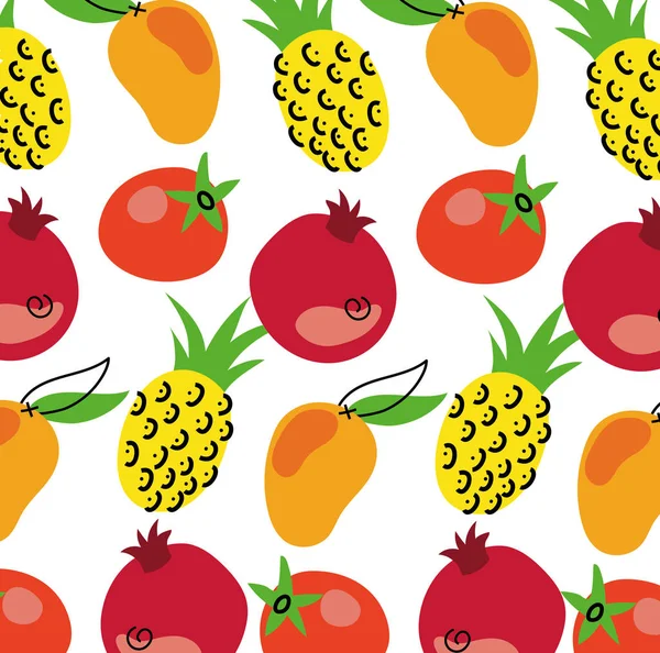 新鲜健康的水果图案背景 — 图库矢量图片