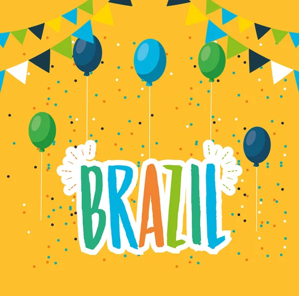 Canival do rio celebração brasileira com letras e balões de hélio —  Vetores de Stock