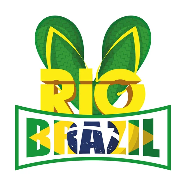 Brezilya karnaval posteri, harfler ve sandaletler. — Stok Vektör
