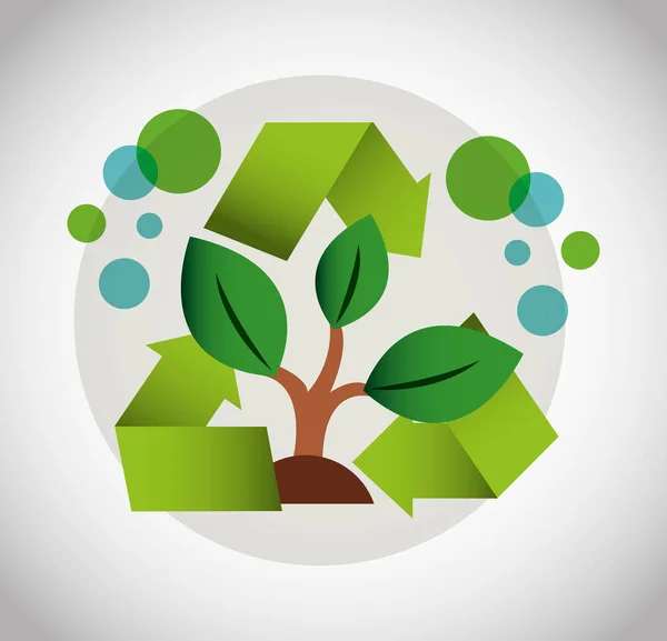 Affiche écologique avec usine et recycler icône — Image vectorielle