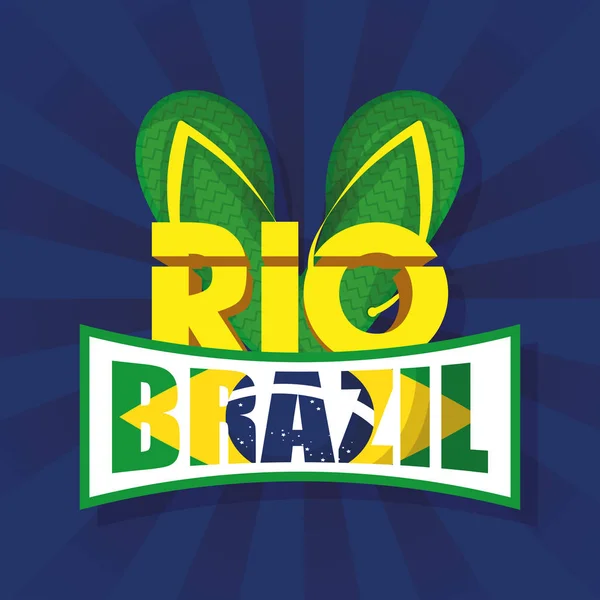 Brasil cartaz de carnaval com sandálias — Vetor de Stock