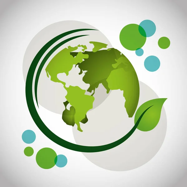 Miljövänlig affisch med jord planet och blad växt — Stock vektor