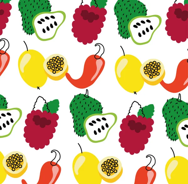 Ovoce a zelenina zdravé stravování vzor — Stockový vektor
