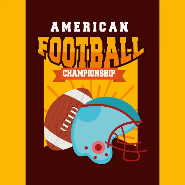 Αμερικάνικο ποδόσφαιρο αφίσα αθλητισμού με μπαλόνι και κράνος — Διανυσματικό Αρχείο