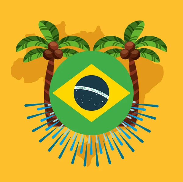 Canival do rio celebração brasileira com bandeira — Vetor de Stock