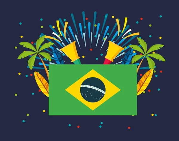 Canival do rio celebração brasileira com bandeira —  Vetores de Stock