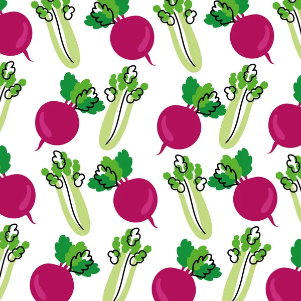 Gemüse gesunde Ernährung Muster Hintergrund — Stockvektor