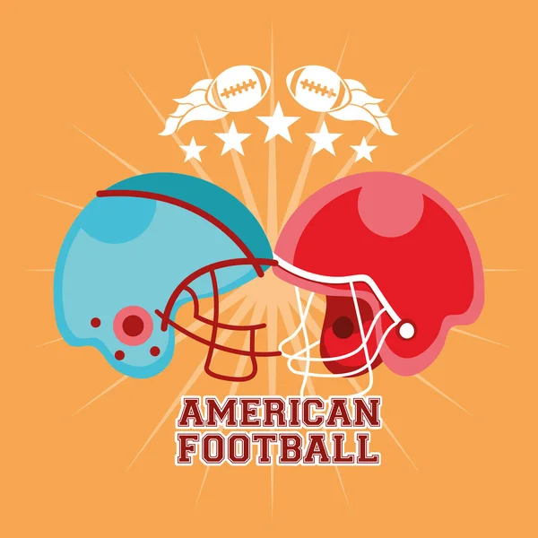 American football sport poster with helmets — Stock Vector