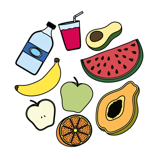 Healthy life style set icons — Stock Vector