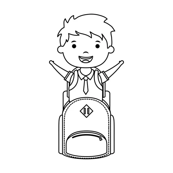 Χαριτωμένο μικρό αγόρι μαθητής με χαρακτήρα σχολική τσάντα — Διανυσματικό Αρχείο