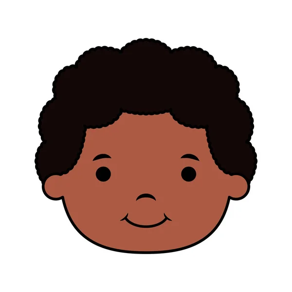 Afro kleiner Junge Kopf Comic-Figur — Stockvektor