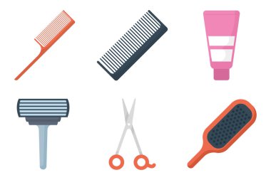 bundle of barber shop set icons
