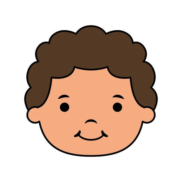 Mignon petit garçon tête bande dessinée personnage — Image vectorielle